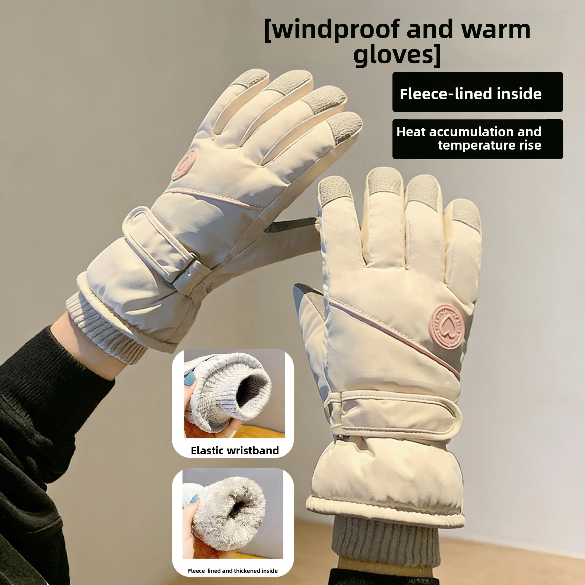 Fleece Lined Thickened Ski Gloves Cold Proof Touchscreen Waterproof Thermal Cycling Gloves For Women Winter Outdoor Use
