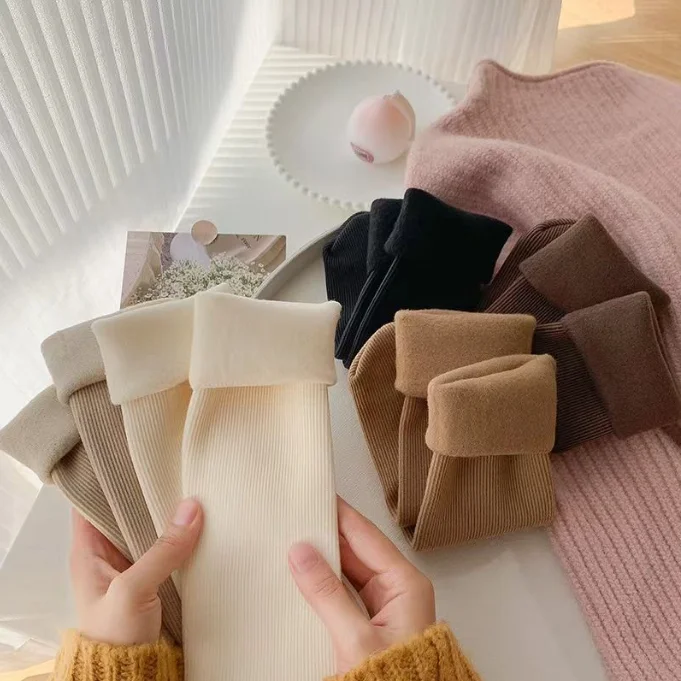 

Носки теплые плюшевые для мужчин и женщин, теплые однотонные носки для пола средней длины, модные утепленные, для осени и зимы, 5 пар/комплект