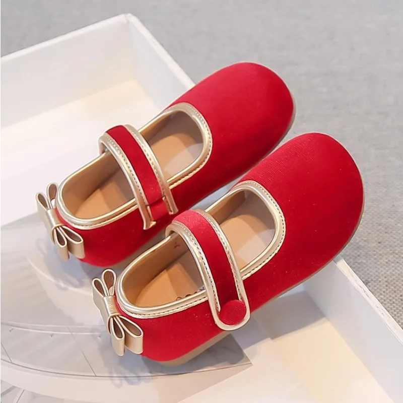 

Весенние туфли-балетки для девочек, бархатные, милые, изящные, с бантом, модные, для вечеринок, размеры 23-35