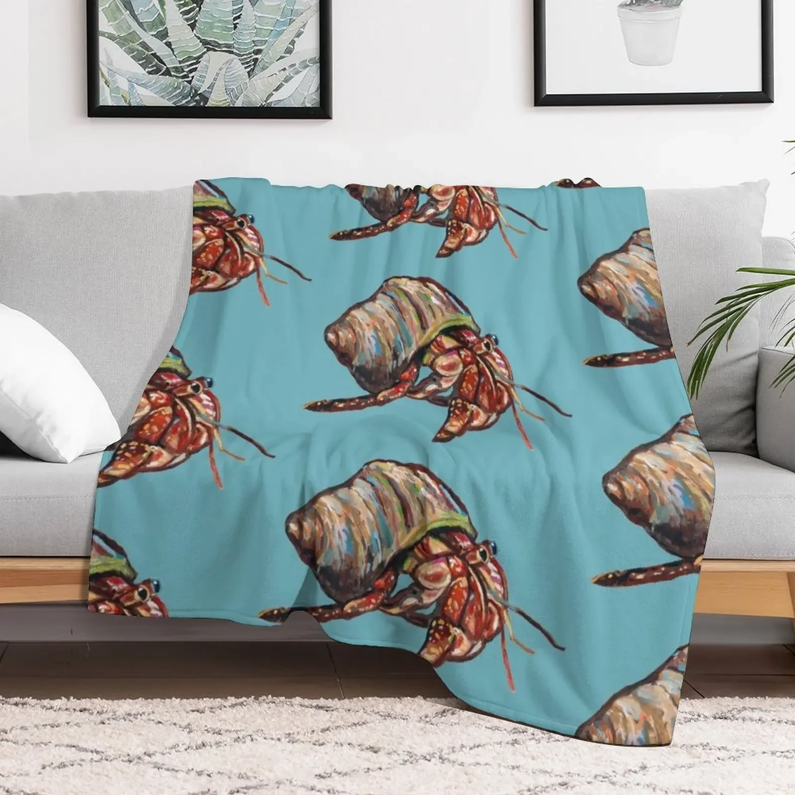 Colorful Beach Hermit Crab Throw Blanket Personalized Gift for winter Giant Sofa Blankets