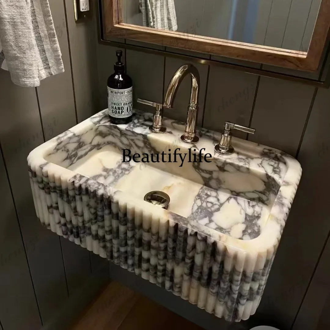 A68 Customizable Carrara Marble Square Sink Undermount Bathroom Vanity Basin Semi Recessed Hand Polished