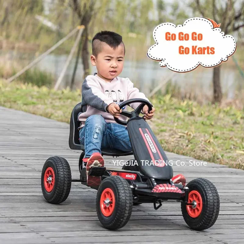 Children Pedal Go Kart With Inflatable Rubber Wheels, 4-wheeled Kids Pedal Go Kart Exercise Bike view 2
