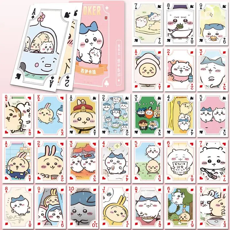 Chiikawa Cartoon Hachiware,Usagi 54Pcs High-Definition Exquisite Playing Cards Ice-breaker Board Game Cards