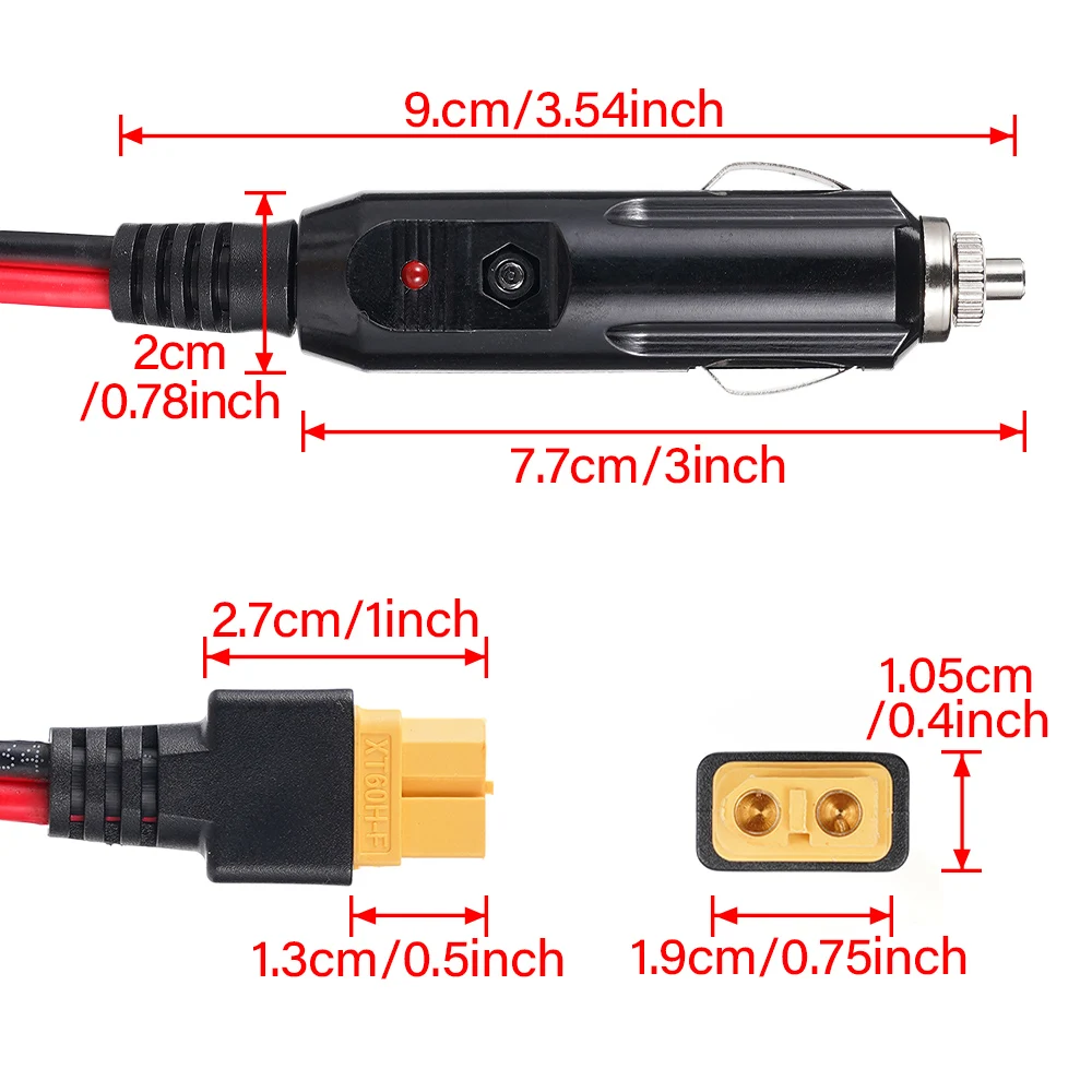 ولاعة سجائر للسيارة كابل شحن ، XT60 أنثى ، سفن RVS ، طاقة متنقلة خارجية ، تخزين منزلي ، شحن بطارية ، 12 فولت ، 24 فولت