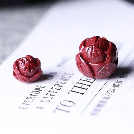 5A Natural Cinnabar Lotus Pumpkin Bell Zinnober Genuine Vermilion Single Bead DIY Jewelry Material