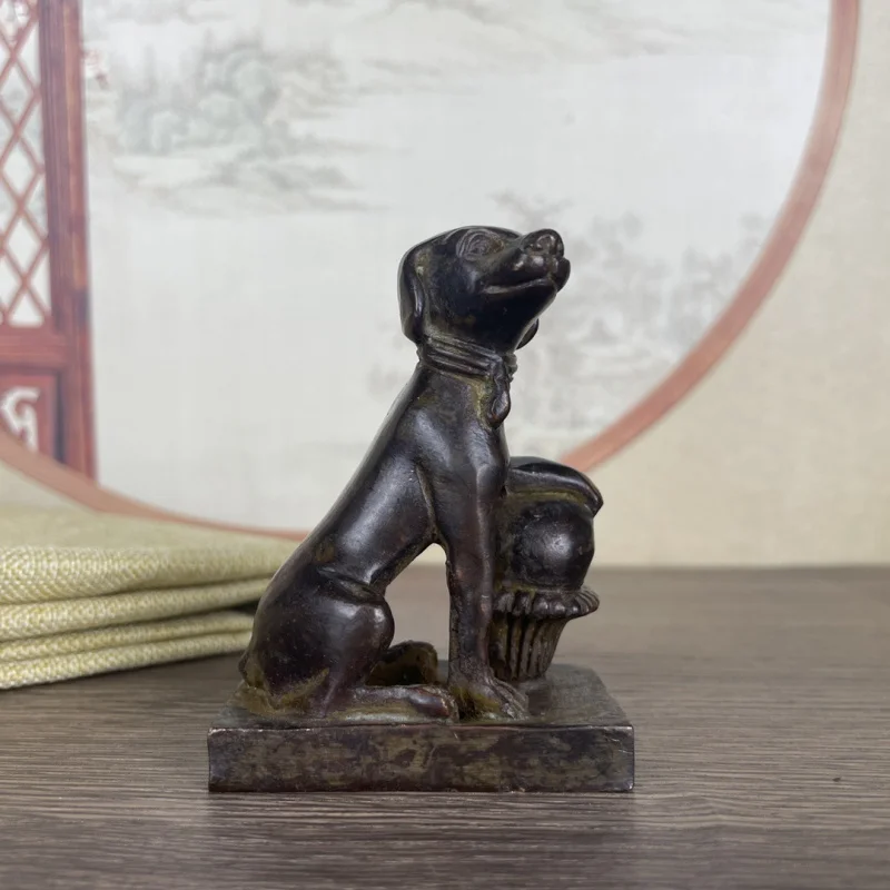 

Antique Copper Solid Zodiac Dog Ornament Collectible Gift Chinese Style Tea Pet Desktop Ornament