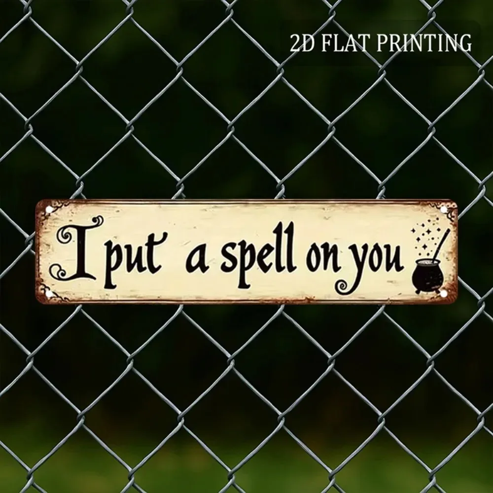 placa-de-metal-plana-2d-personalizavel-com-tema-de-feiticaria-4x16-polegadas-placa-decorativa-de-parede-com-tema-de-feiticos-para-halloween-uso-decorativo-exclusivo