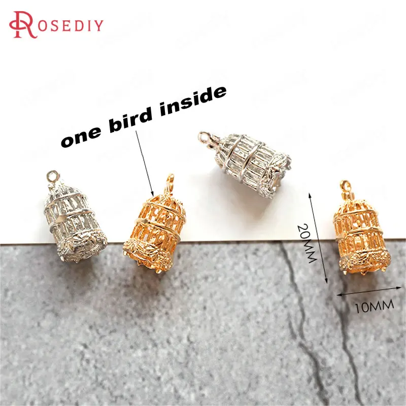 (F490)6 pieces 20*10mm High Quality Gold Color Plated Brass Bird Cage Charms Pendants Diy Jewelry Earrings Accessories Wholesale