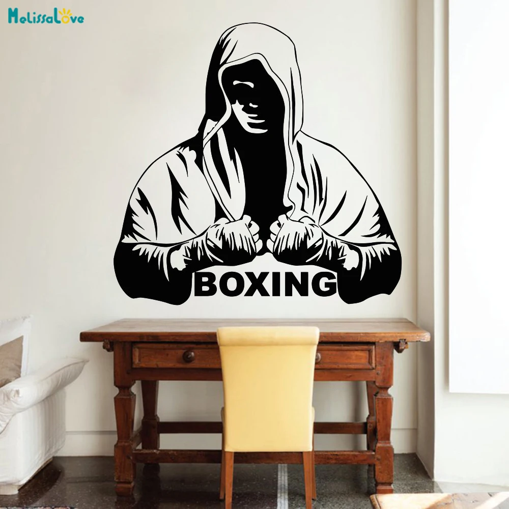 New Design Vinyl Wall Decal Boxer Fighter Boxing Ring Gloves Sport Stickers Home Decor Living Room Art Murals Unique Gift YY763