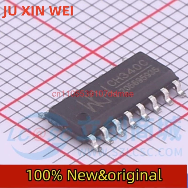 15PCS  CH340C CH340 brand new original genuine USB to UART serial chip with built-in crystal oscillator SOP-16