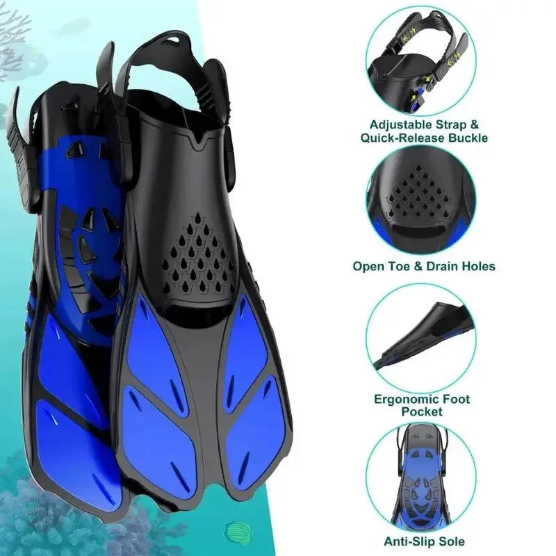 Adjustable Buckle Diving Shoes Freestyle Diving Non-Slip Swim Fins Soft Silicone Professional Marine Snorkeling Webbing