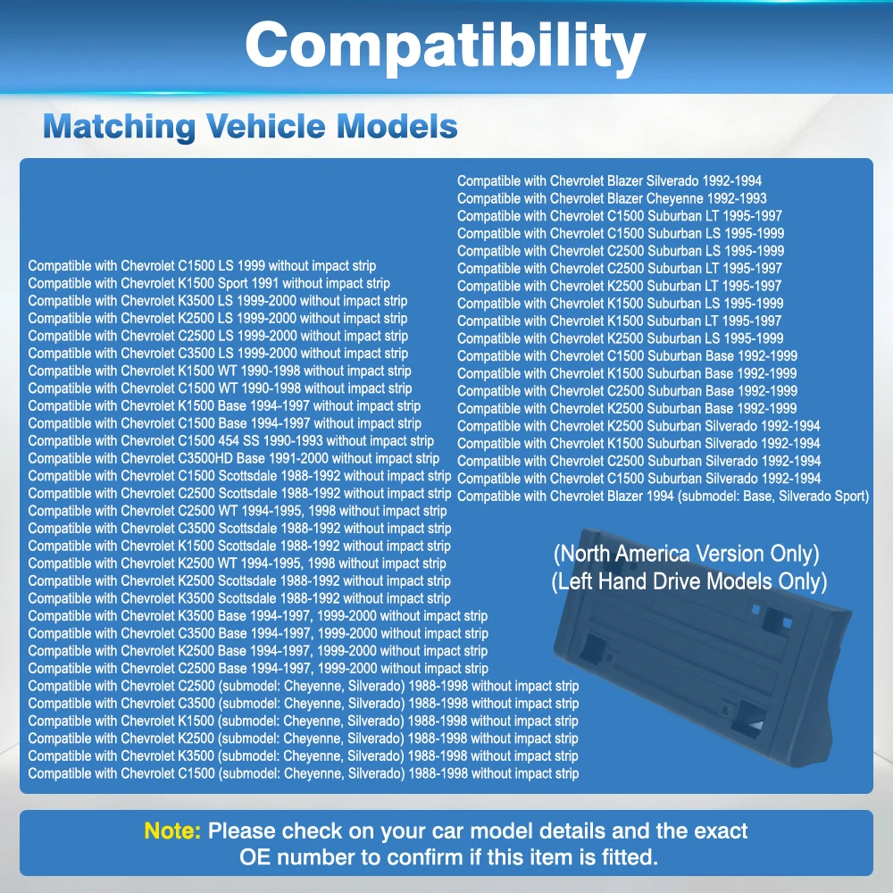 Für Chevrolet GMC C1500 C2500 C3500 K1500 K2500 K3500 GMC Yukon Frontschürze Kennzeichen Montage Halterung GM1068102 15990676 – Detail 7