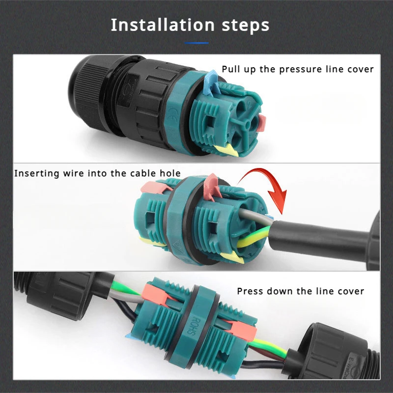 1pcs E-Weichat push type P20 quick connector 3 core connector outdoor LED lighting electronic waterproof connector