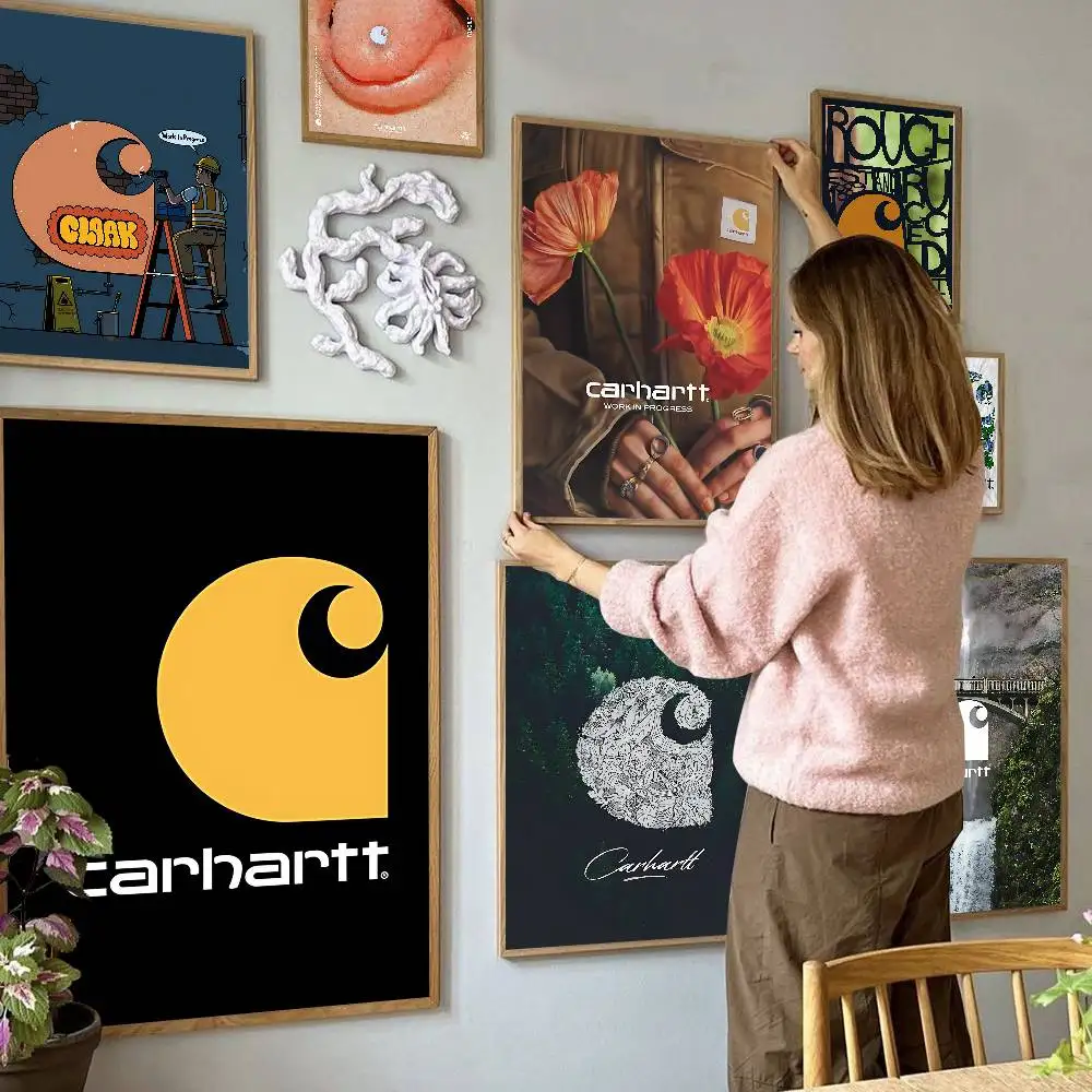 Pósteres clásicos vintage de la marca C-Carhartt, impresiones en papel blanco, pósteres artísticos, decoración de habitación Kawaii