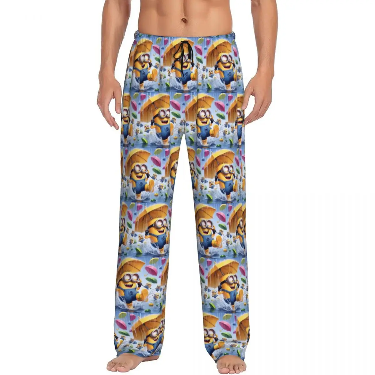 Custom M-Minions Cute Pajama Pants Men Anime Sleepwear Lounge Sleep Bottoms Stretch with Pockets