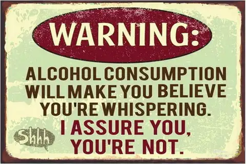 Y1,Retro Funny Tin Sign Metal Poster Vintage Wall Decor, Warning Alcohol Make You Believe Are Whispering, for Pub Restaurant