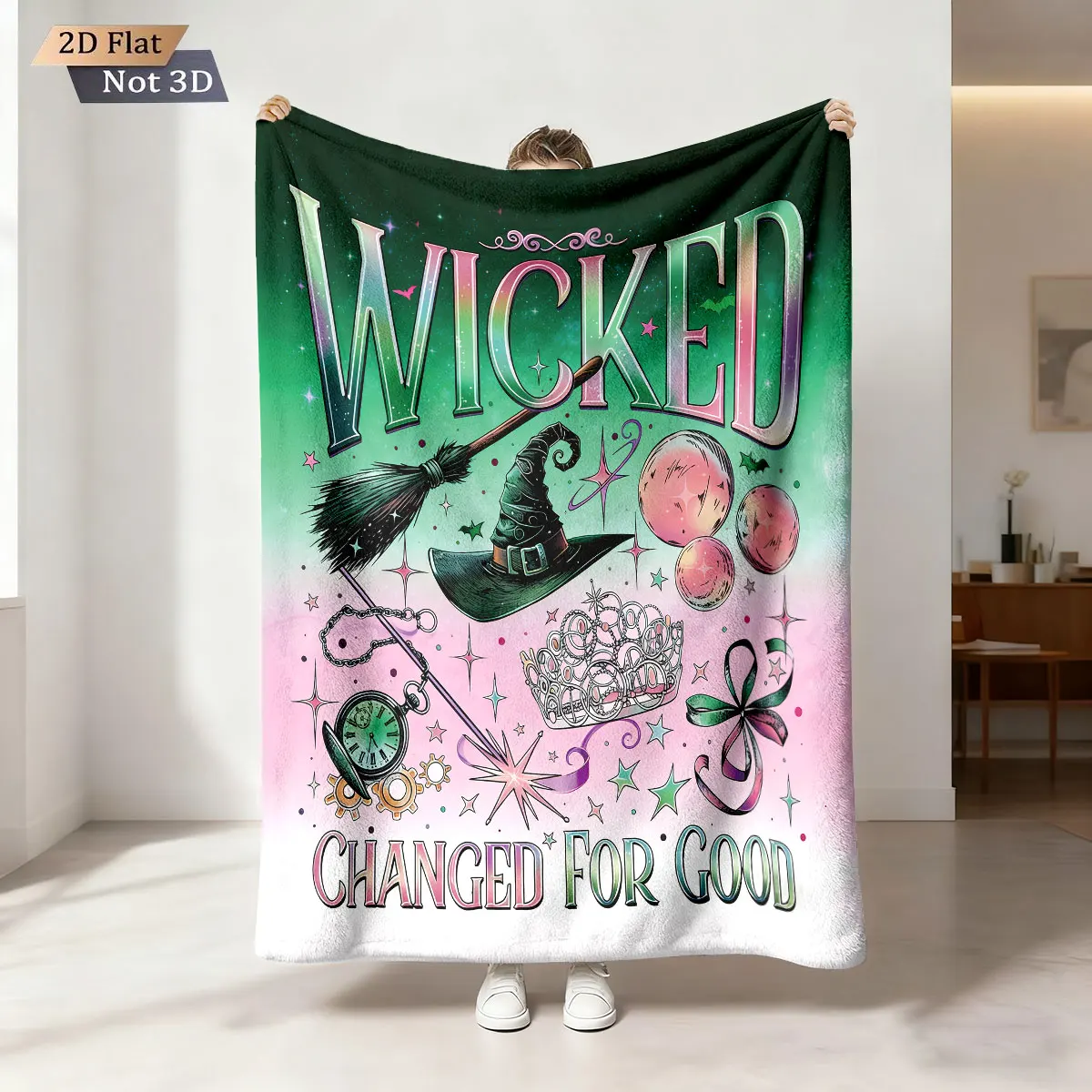 1pc Magic Wicked Witch Print 230 Flannel Blanket, Casual And Comfortable Nap Blanket, Multiple Sizes, Machine Washable