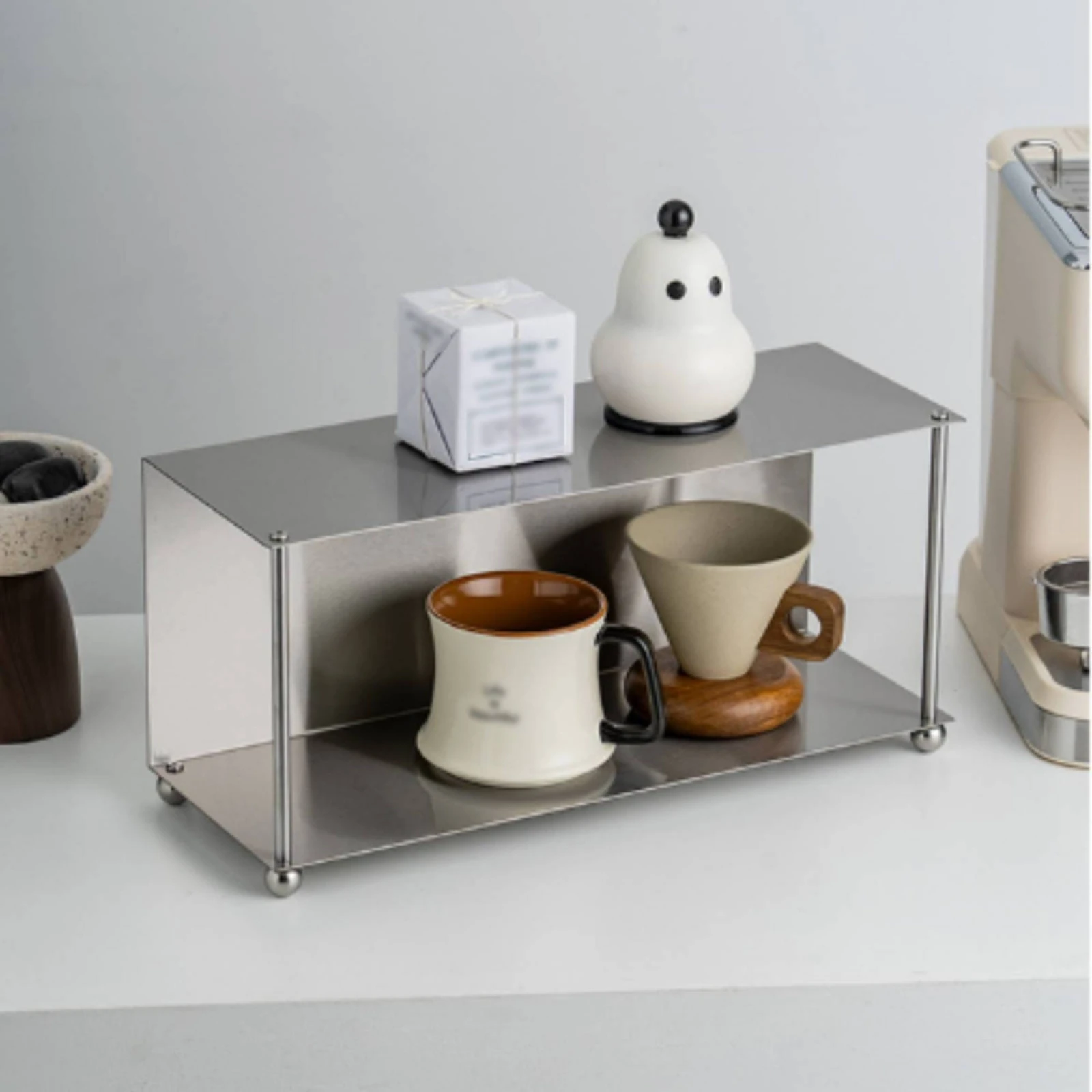 Countertop Storage Rack Open-Frame Desktop Storage Rack Countertop Organizer Steady Counter Shelf Slim for Coffee Station