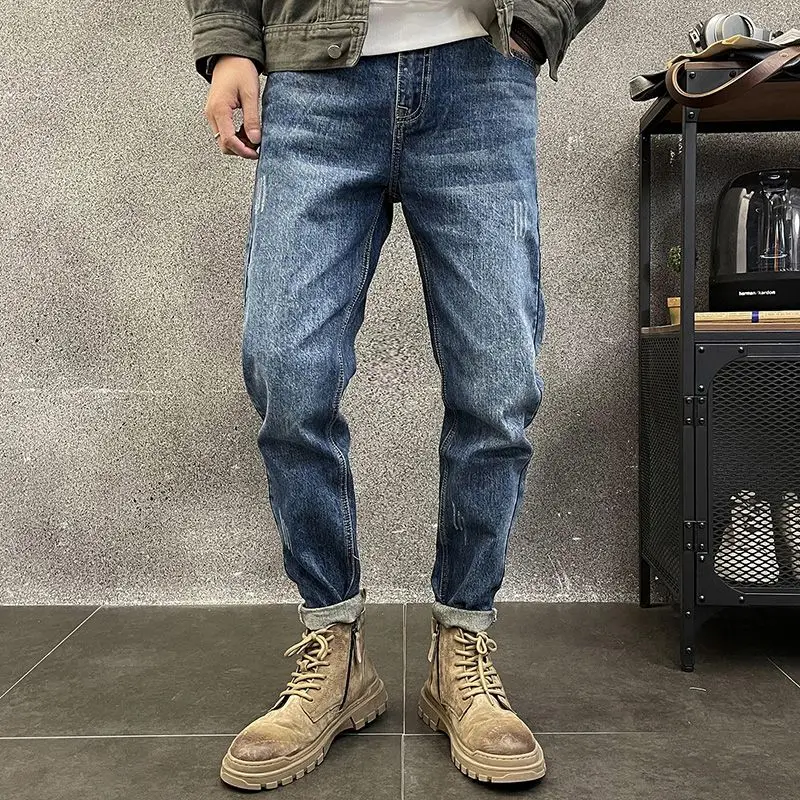 

Jeans for Men Summer Tapered Oversize Black Man Cowboy Pants Plus Big Size Korean Fashion Regular Trousers Designer 2024 Autumn