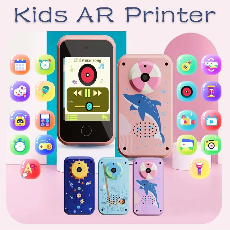 Appareil photo avec lecteur de musique pour enfants, jouets pour tout-petits, téléphone portable du matin, faux téléphone intelligent, écran tactile de 2.4 pouces, apprentissage de l'appareil photo, garçons et filles