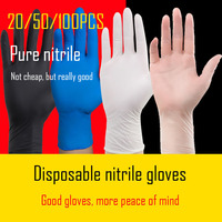 Disposable Nitrile Gloves with High Elasticity,Powder-free,Waterproof Oil,Acid and Alkali Resistant, Food Grade,Thickened,100Pcs