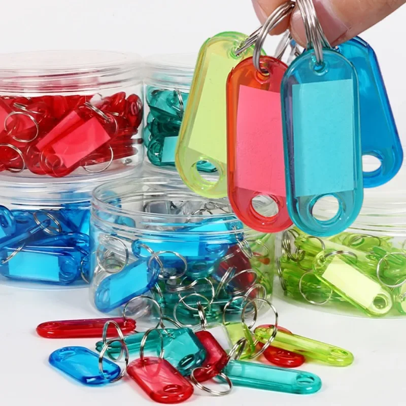 Llaveros de plástico de cristal para hombre y mujer, llaveros multicolores transparentes, colgantes simples para mochila escolar diaria, regalos de moda