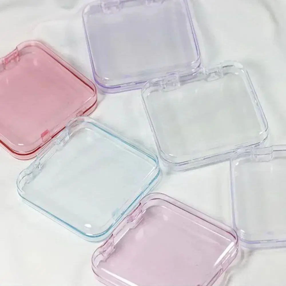 Cajas de plástico vacías para uñas, organizador de uñas postizas transparente con forma cuadrada, caja de almacenamiento transparente a prueba de polvo