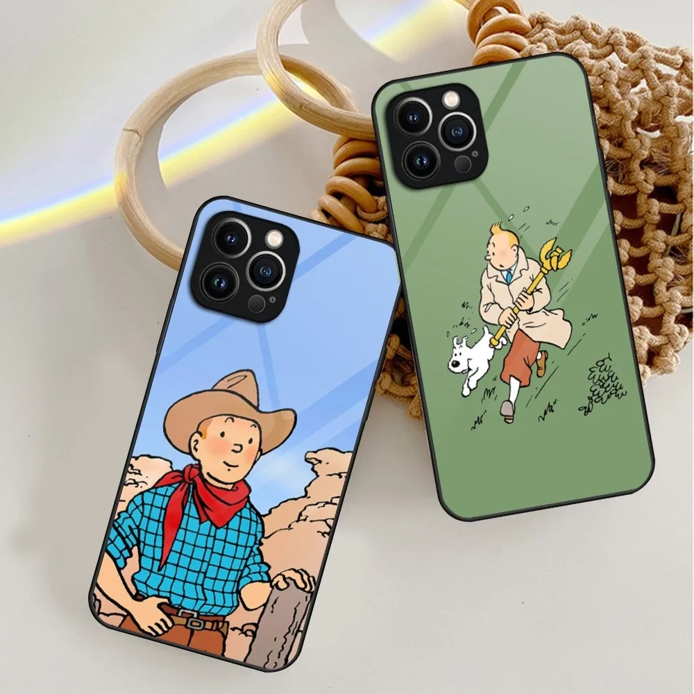 The Adventures of Tintin Phone Case For iPhone 13 15 14 12 11 Pro XS Max Plus Mini X XR 8 7 6s SE2020 Tempered Glass Coque