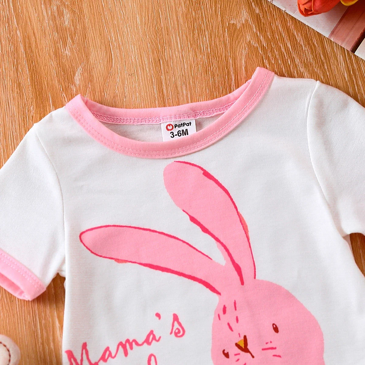 PatPat Baby Girls Easter Childlike Rabbit Tee Suitable for Summer Season Comfortable Perfect for Outings and Daily Wear