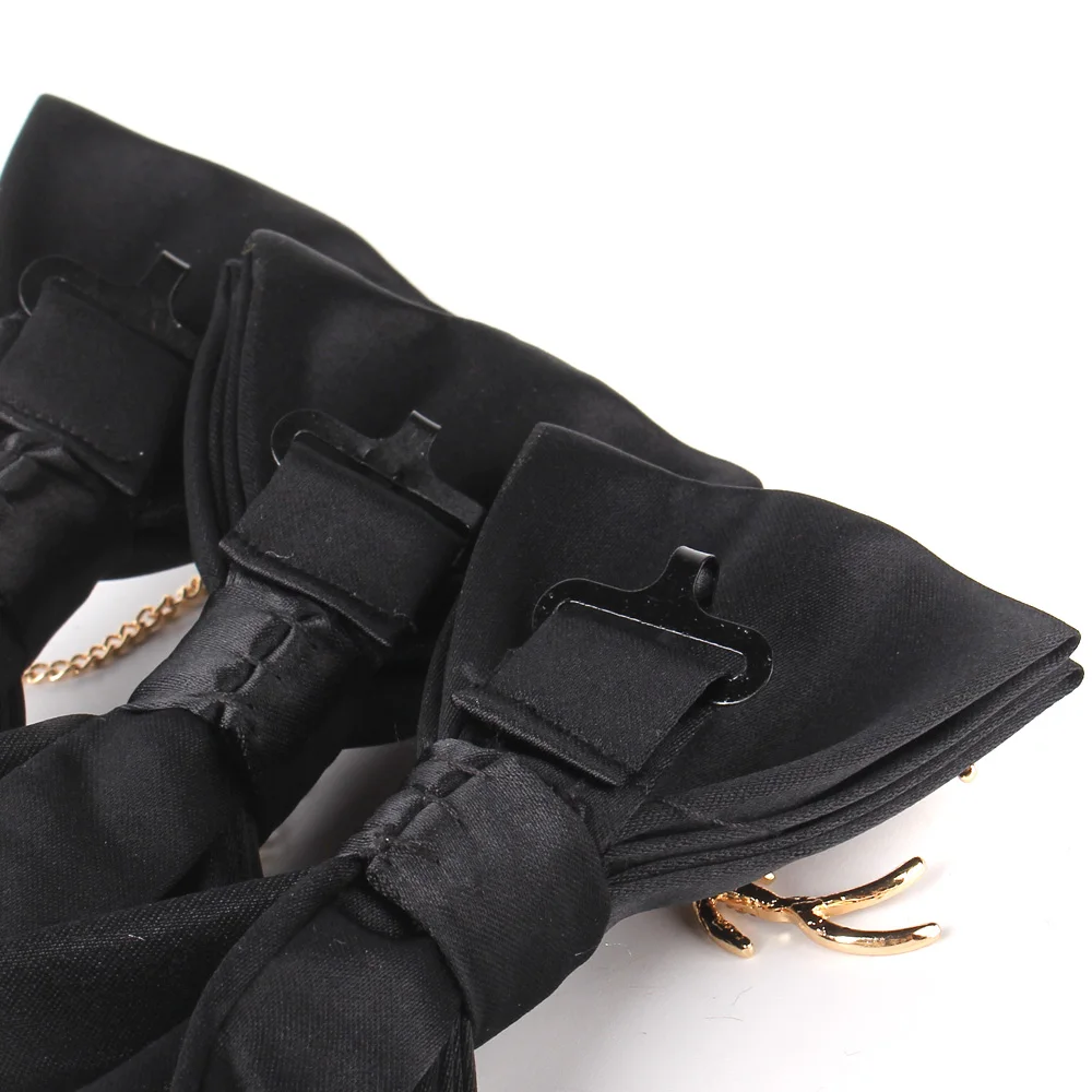 Fashion Black Bow tie With Metal Decoration Wedding Bow Tie Bow knot Adult Suit Bow Ties For Men Women Cravats Groom Bowties