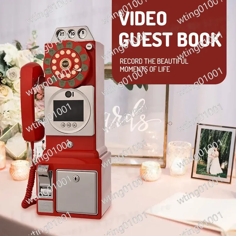 for Vintage Wedding Video Guest Book Digital Blessings Recorder Electronic Check-in Kiosk for Reception Party Memory Keepsake