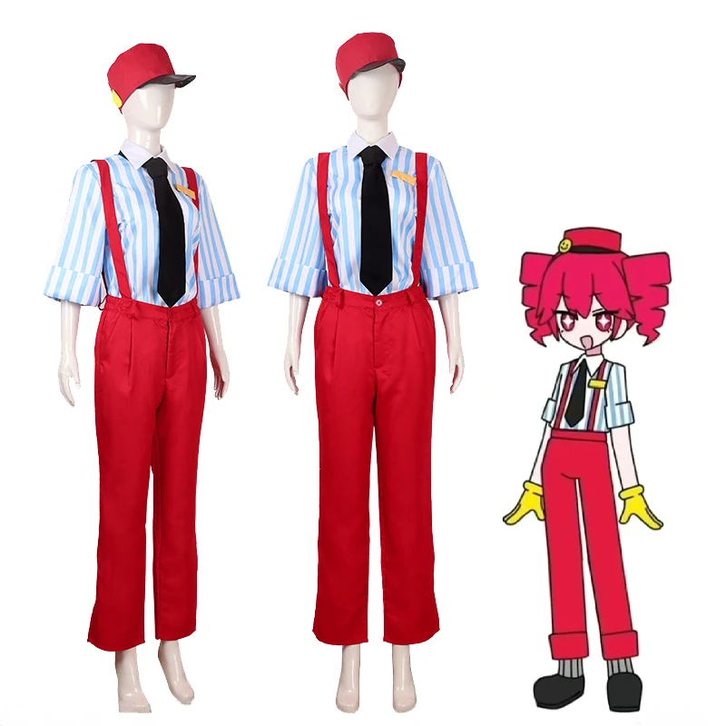 

Anime Vtuber Teto Cosplay Costume Adult Women Uniform Shirt Suspender Pants Full Set Accessories Suit Halloween Carnival Outfits