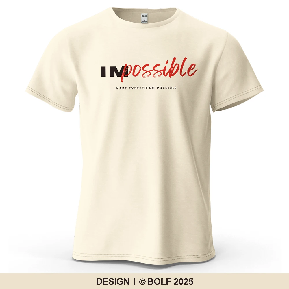 Herren Impossible Graphic Kurzarm-T-Shirt aus 100 % Baumwolle, atmungsaktiv, einfach bedruckt, Tops, T-Shirt für Damen, Sommer, lässige Sportbekleidung