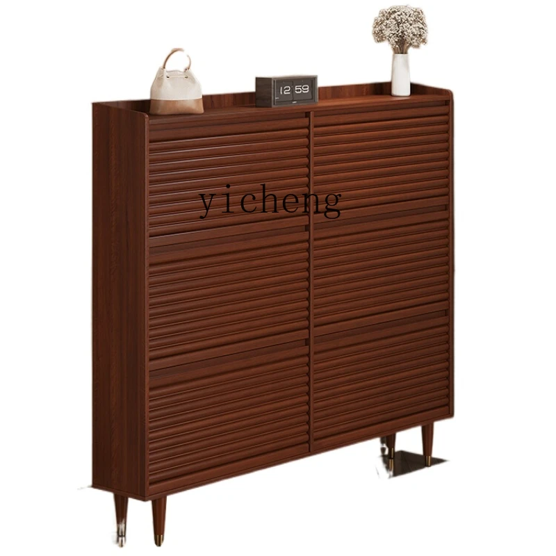 

ZC Ultra-Thin Shoe Cabinet Retro Style Tilting Home Entry Entrance Cabinet Entrance Entry Corridor Home