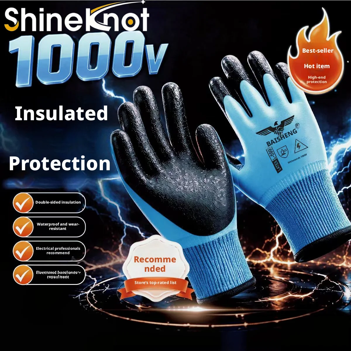 SHINEKNOT Anti Electricity Waterproof Latex Electrician Specific High Voltage Low Voltage Rubber Live Working Insulated Gloves