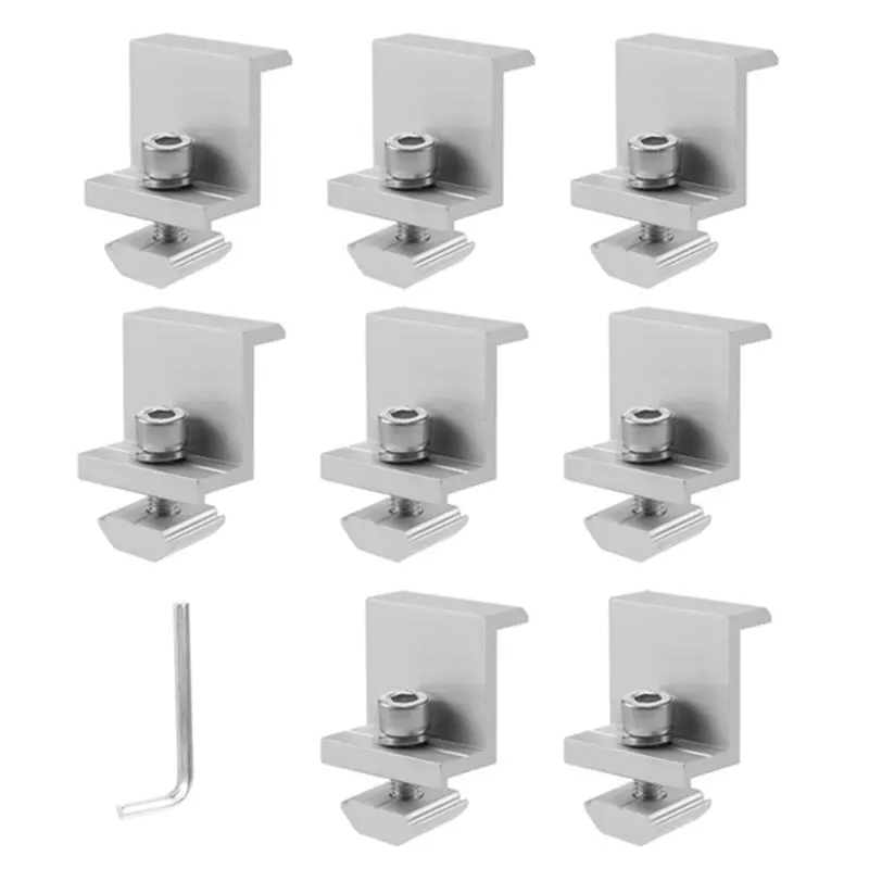 ABLU-Solar Panel Mounting Brackets,32Pcs Aluminum Solar Panel End Clamp 30-45Mm Adjustable H, Solar Panel Mount