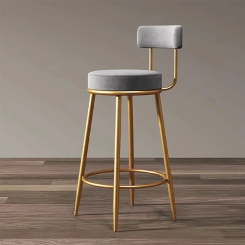 Restaurant Velvet Nordic Bar Chair High Pink Interior Modern Kitchen Bar Stools Counter Design Metal Sillas De Bar Furniture