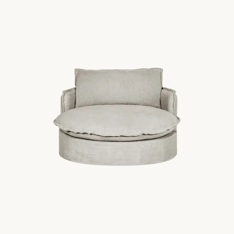 

Round sofa, curved cream wabi-sabi style sofa, fully disassembled and washed, lazy leisure