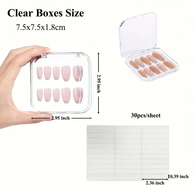 10PC Press On Nails Storage Box With Nail Art Crystal Glue Strips Nail Art Display Packaging Box Artificial Nail Holder Dropship