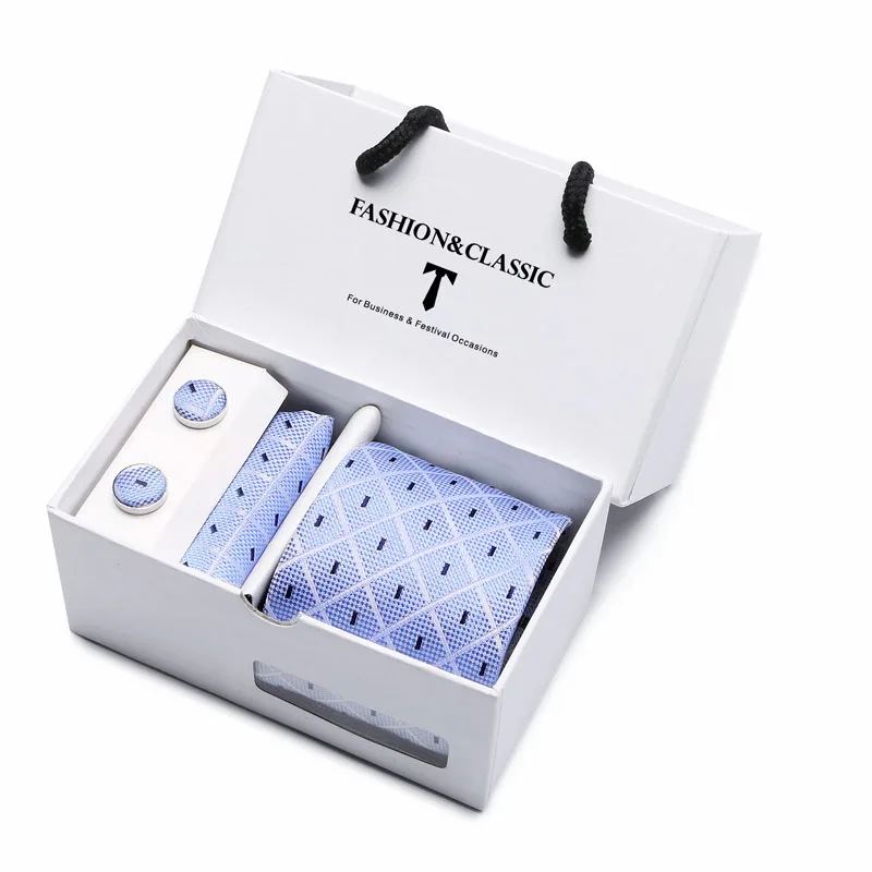 Heißer Verkauf Schwarz Paisley Krawatte Einstecktuch Manschettenknöpfe Set Für Männer Formale Luxus Hochzeit Gravatas In Geschenk Box – Detail 10