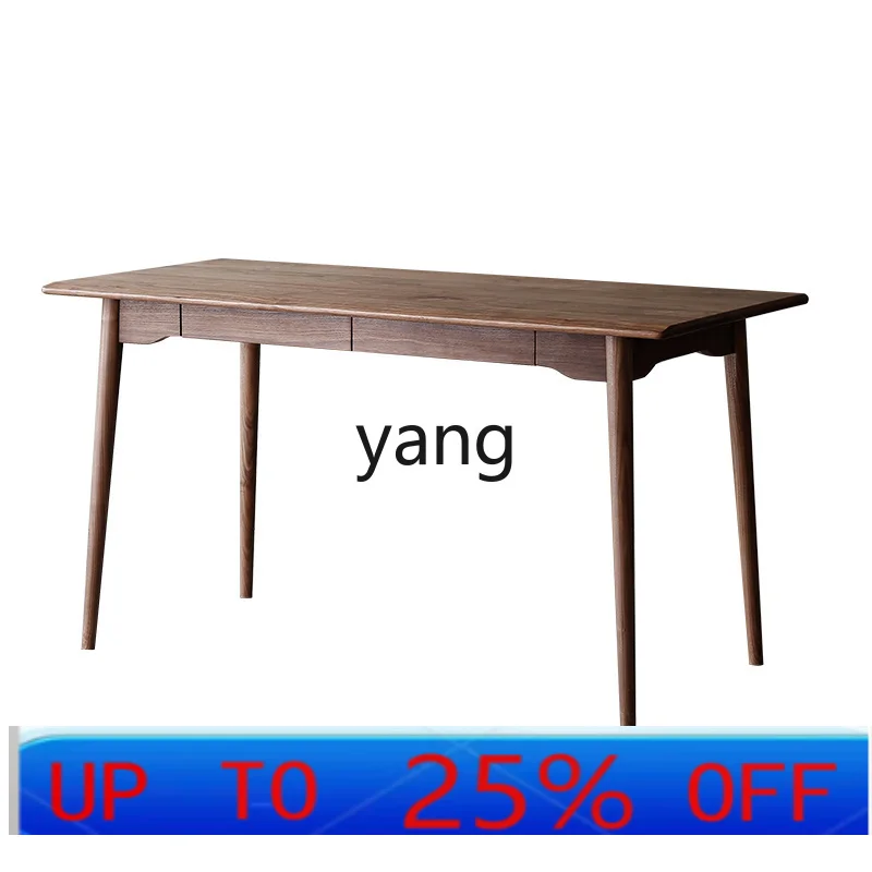

LTT Furniture Solid Wood Black Walnut Computer Desk with Drawer Desk