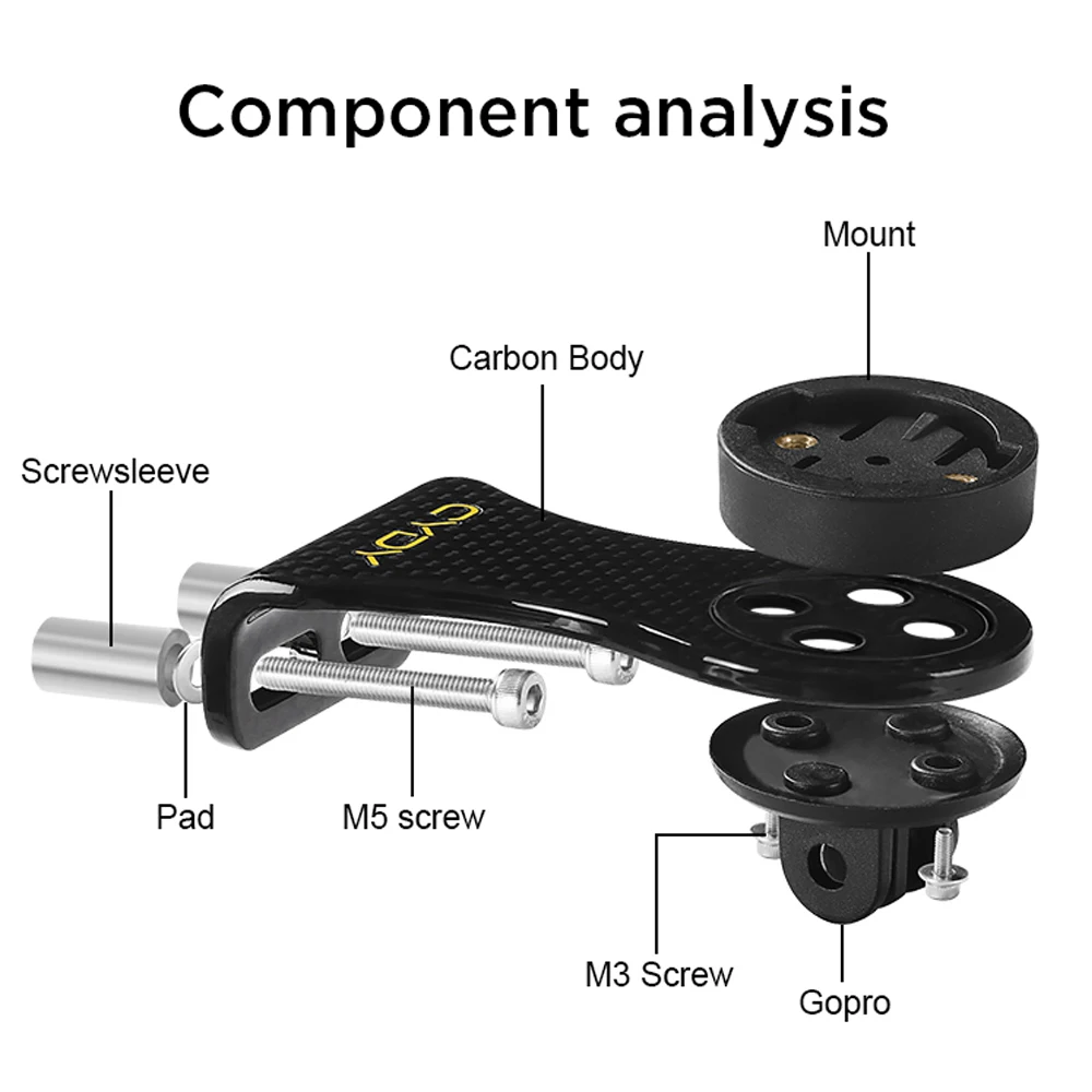 CYDY Carbon 3K Road Bicycle Computer Holder Garmin Edge Bryton Rider Whaoo Catey XOSS IGPSPORT MAGENE MTB Bike GOPRO Mount