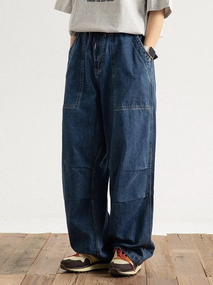 

GoodNorth Retro Waed Denim Jeans Loose Wide Leg Long Trousers ex Casual Workwear Pants Youth Faion Resistant to Ironing