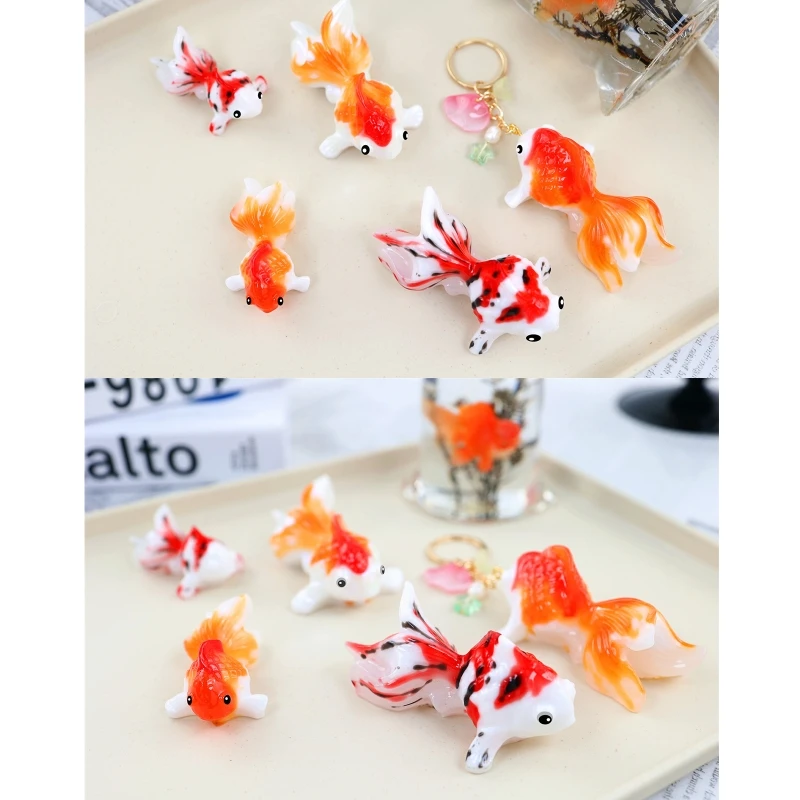 2Pcs Goldfish Epoxy Silicone Mold for DIY Keychain Pendant 3D Animal Mold