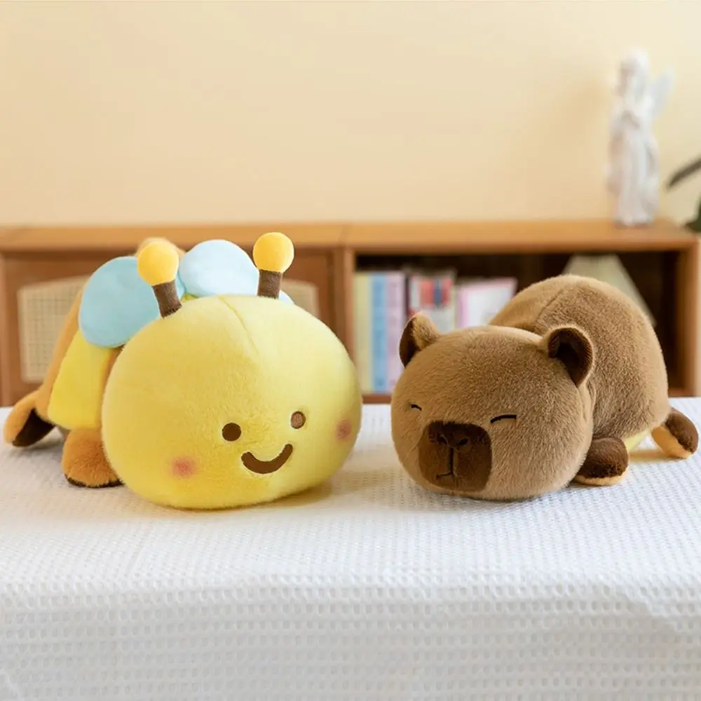 Capibara de doble cara, juguete de peluche de abeja, almohada suave, Animal relleno, muñeco de peluche de Capibala, 33cm, 2 en 1, juguete para niños