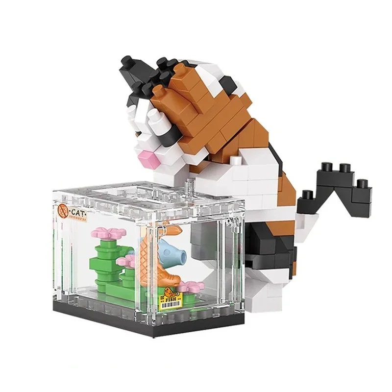

NEW Cute Animals Cats Fish Tanks Building Blocks Kit Girls Bricks Model Kids Toy Children