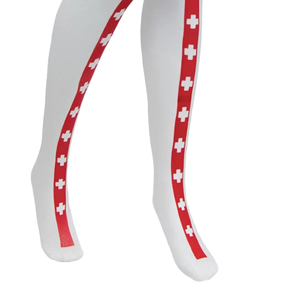 

1 Pair Thigh High Nurse Stockings White Bow Tie Design Soft Elastic Anti-Slip Party Costume Warm Cotton Socks For Women