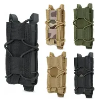Tactical 9mm Single Magazine Pouch Molle Pistol Mag Waist Bag Outdoor Hiking Hunting Flashlight Torch Holder EDC Knife Holster