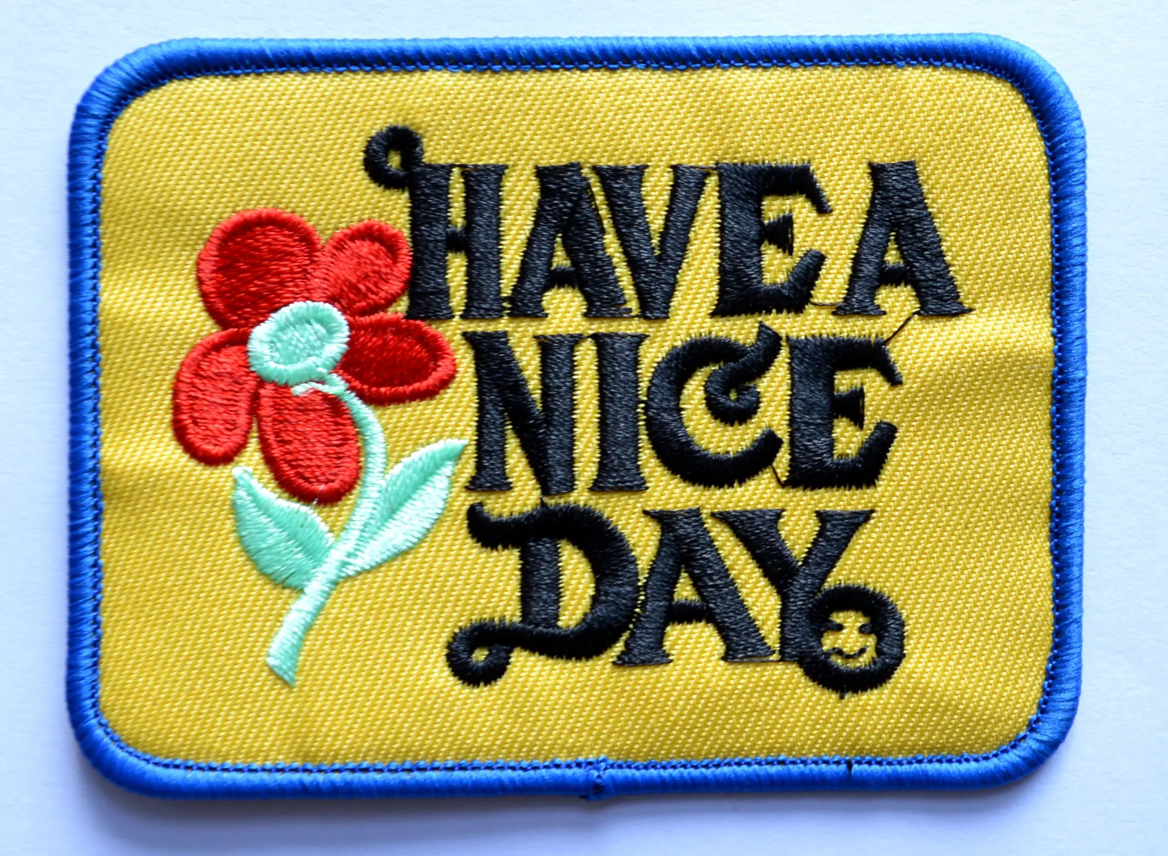 Have a Nice  70s hippie retro boho weed love applique  - Red Flower - iron on patch (≈ 9 * 6.8 cm)