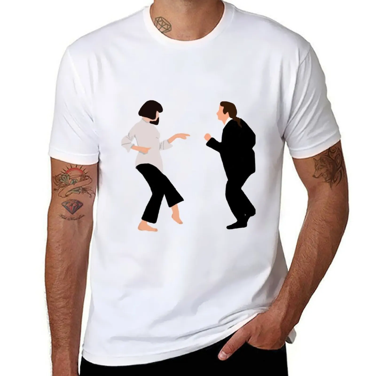 

Vincent Vega & Mia Wallace twist contest T-Shirt anime t shirts for man cotton tshirt 100% T-Shirt